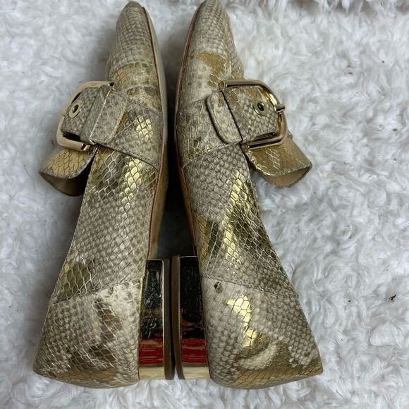 Michael Kors leather snake embossed metallic gold slip on loafers Size 7M - Picture 3 of 10